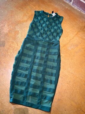 Teal Bandage Strapless Dress